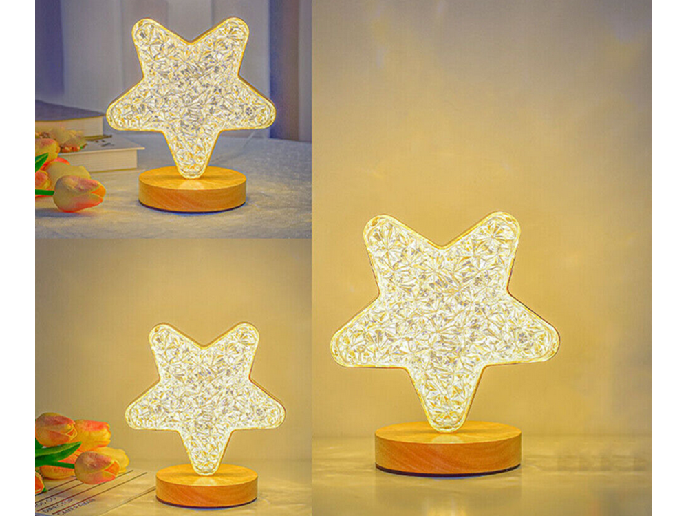 Stalo žvaigždė naktinė šviesa krištolo vadovaujama rgb usb