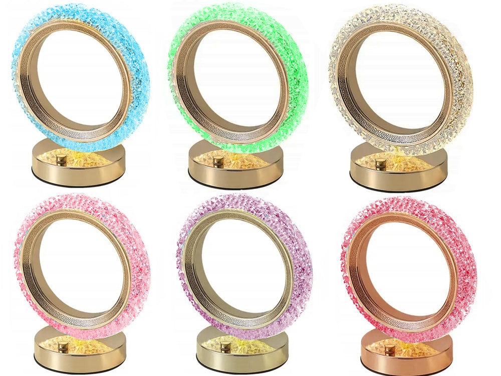 Stalo naktinė šviesa žiedas kristalų vadovaujama rgb