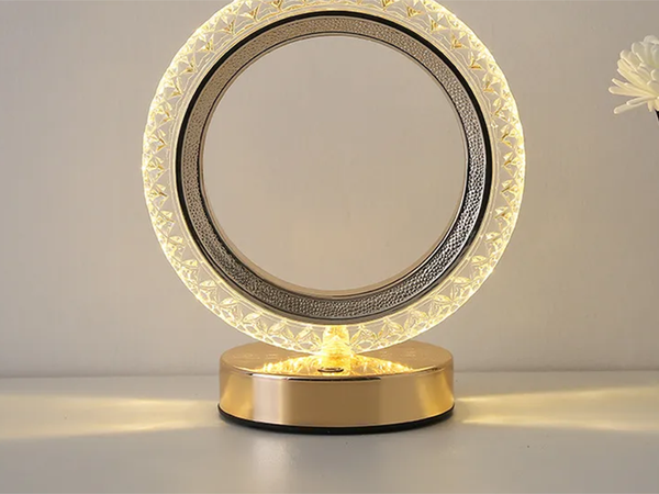 Stalo naktinė šviesa žiedas kristalų vadovaujama rgb