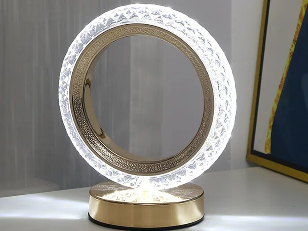 Stalo naktinė šviesa žiedas kristalų vadovaujama rgb