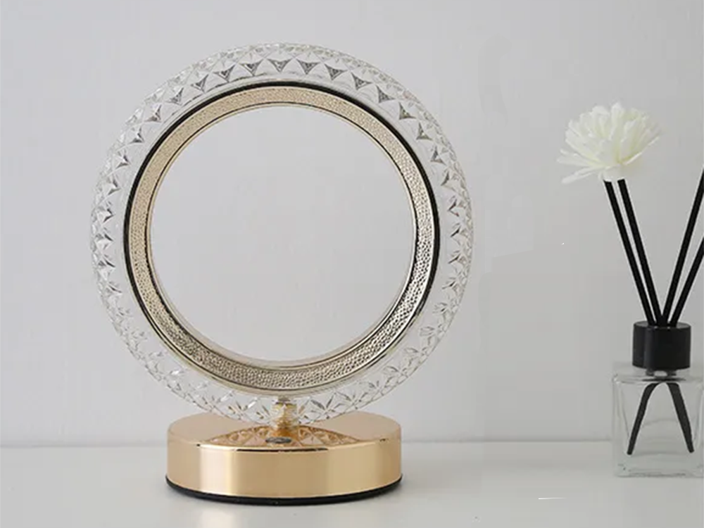 Stalo naktinė šviesa žiedas kristalų vadovaujama rgb