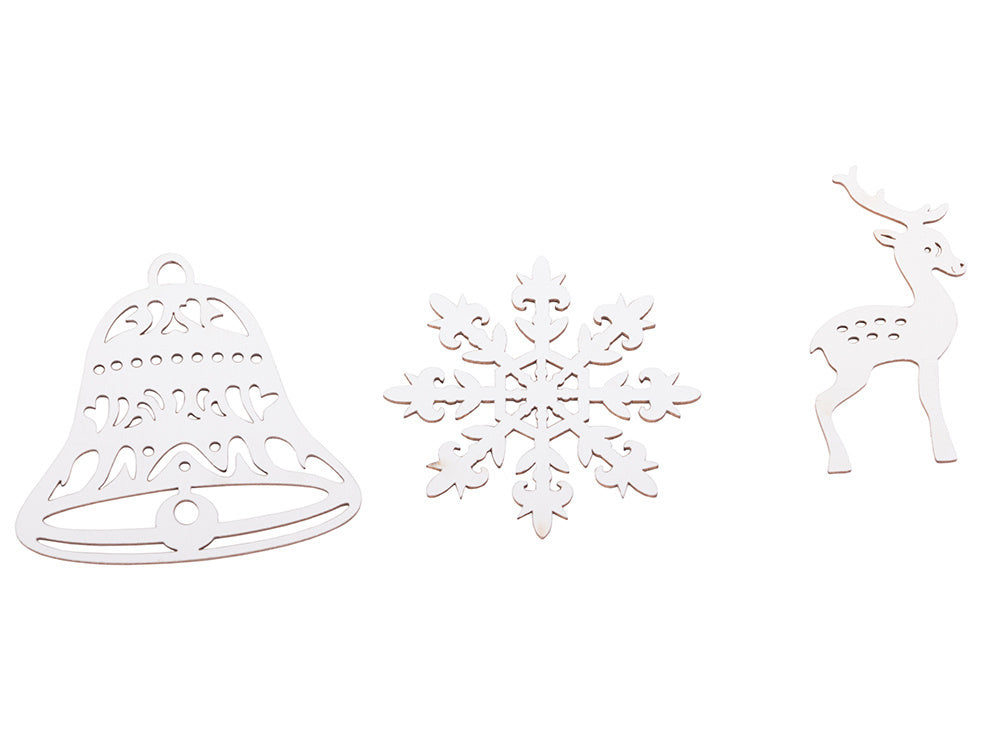 Medinės kalėdinės eglutės dekoracijos 20 vnt. Pakabukai baubliai ornamentai