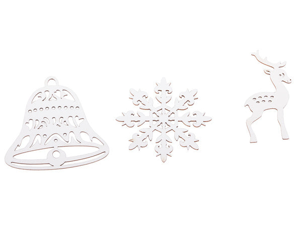 Medinės kalėdinės eglutės dekoracijos 20 vnt. Pakabukai baubliai ornamentai