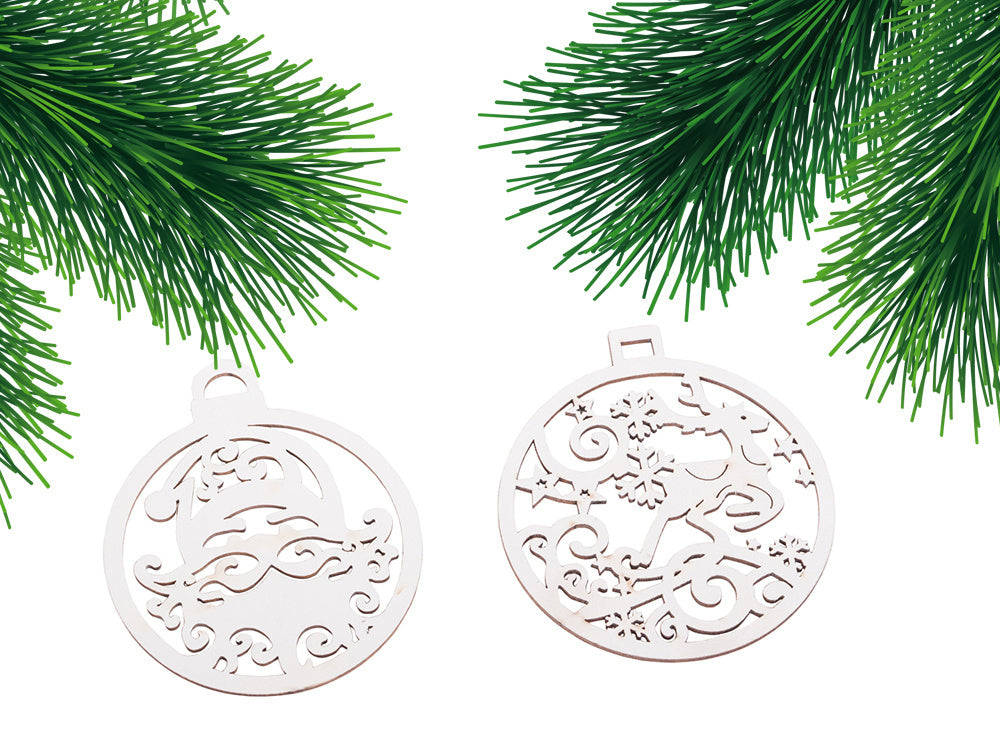 Medinės kalėdinės eglutės dekoracijos 20 vnt. Pakabukai baubliai ornamentai