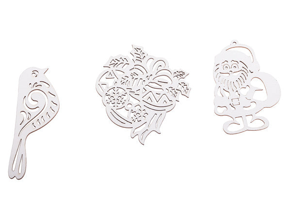 Medinės kalėdinės eglutės dekoracijos 20 vnt. Pakabukai baubliai ornamentai