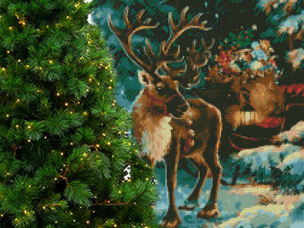 Deimantinis siuvinėjimas šiaurės elnias kalėdų rinkinys 5d