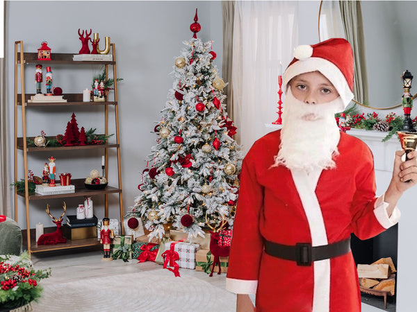 Tėvo kalėdų kostiumas berniukui kepurė barzda