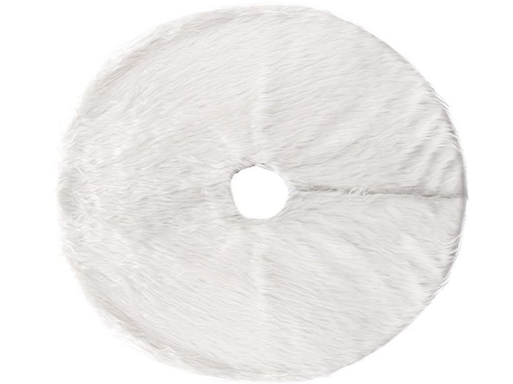 Kalėdų eglutės kilimėlis baltas kailinis 90 cm apvalus