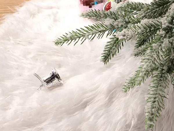 Kalėdų eglutės kilimėlis baltas kailinis 90 cm apvalus