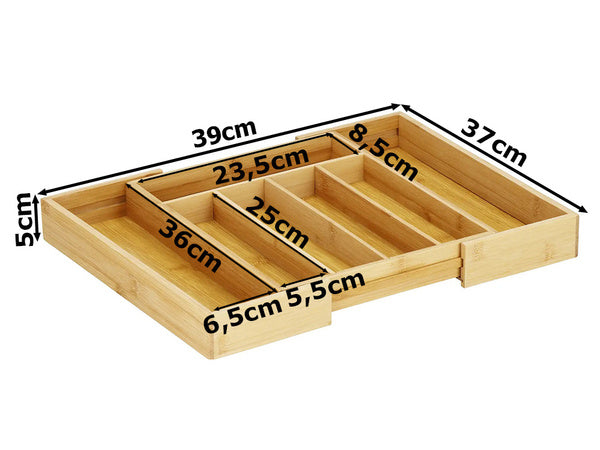 Virtuvės stalčių stalčių organizatorius bambus 7 durelių 39cm l