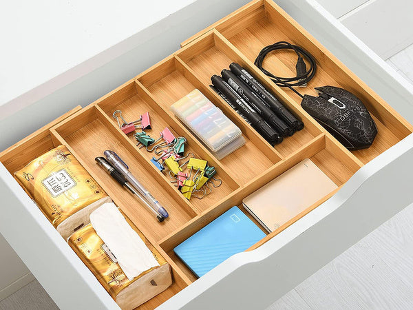 Virtuvės stalčių stalčių organizatorius bambus 7 durelių 39cm l