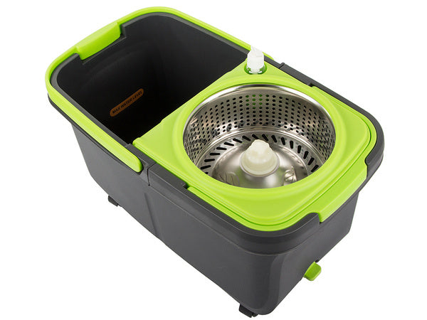 Rotacinis šluostės rotacinis 360 dozatorius kibiras rinkinys 2x mikropluošto pagalvėlės