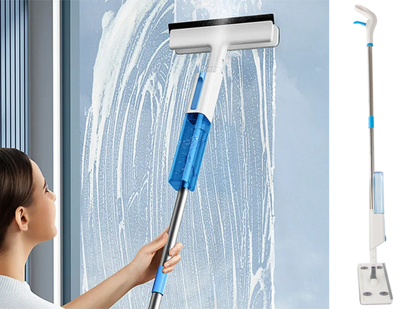 Plokščių mopas su spray spray window washer 3x trinkelės 2in1
