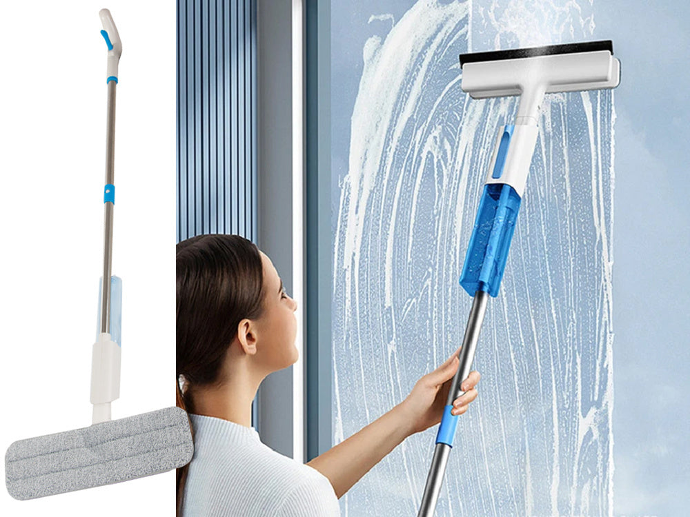 Plokščių mopas su spray spray window washer 3x trinkelės 2in1