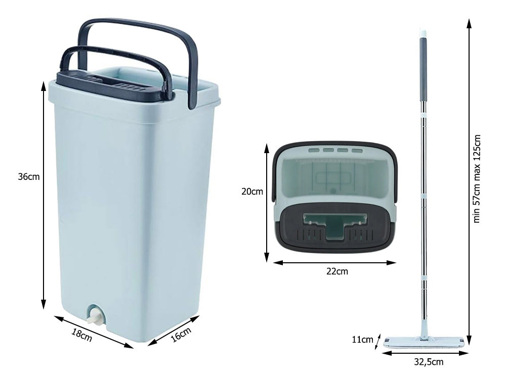 Plokščia šluostė su valytuvu dviejų kamerų grindų šluostė 3x pagalvėlės