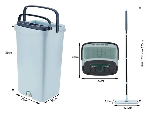 Plokščia šluostė su valytuvu dviejų kamerų grindų šluostė 3x pagalvėlės