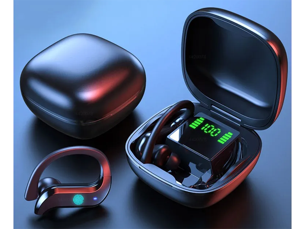 bluetooth belaidės sportinės ausinės, skirtos bėgimo treniruotėms ant ausų