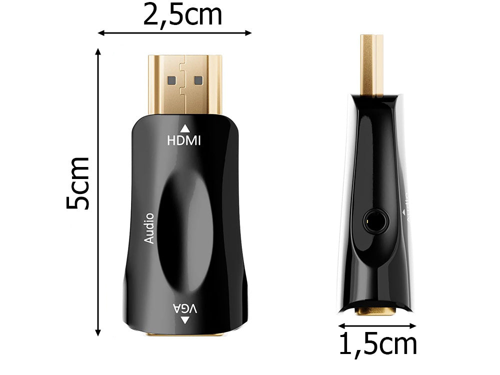 Konverterio adapteris iš hdmi į vga d-sub audio mini lizdą