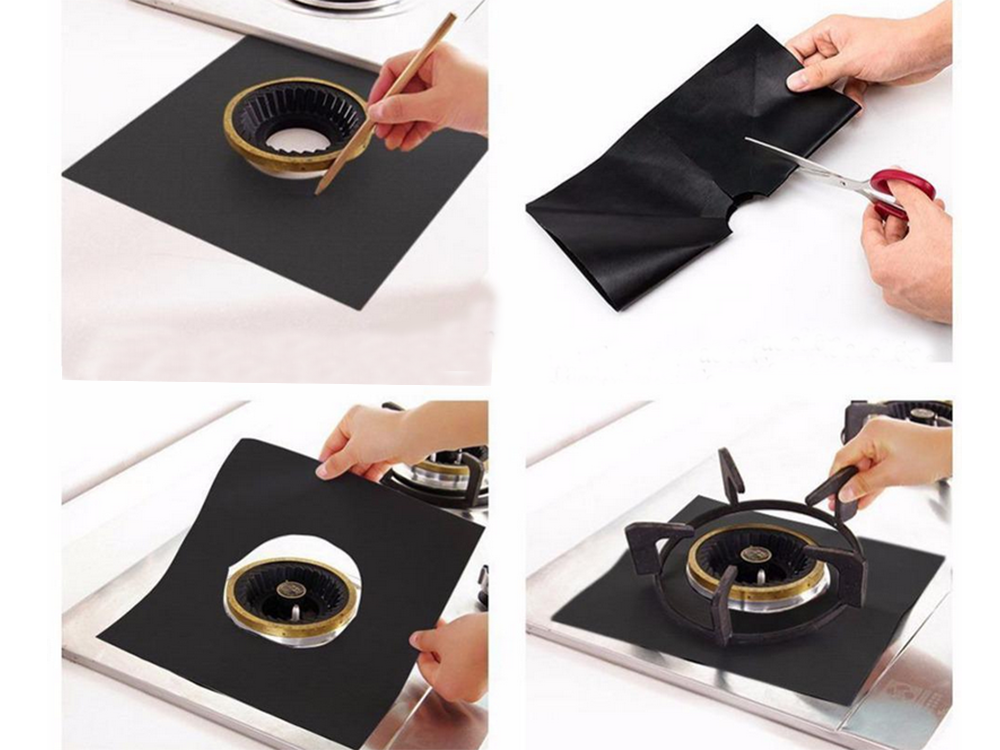 Apsauginis degiklio kilimėlis dujinėms viryklėms, 4 kilimėlių rinkinys