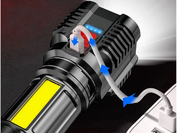 Įkraunamas žibintuvėlis prožektorius bivouac vedė stiprus karinės policijos usb