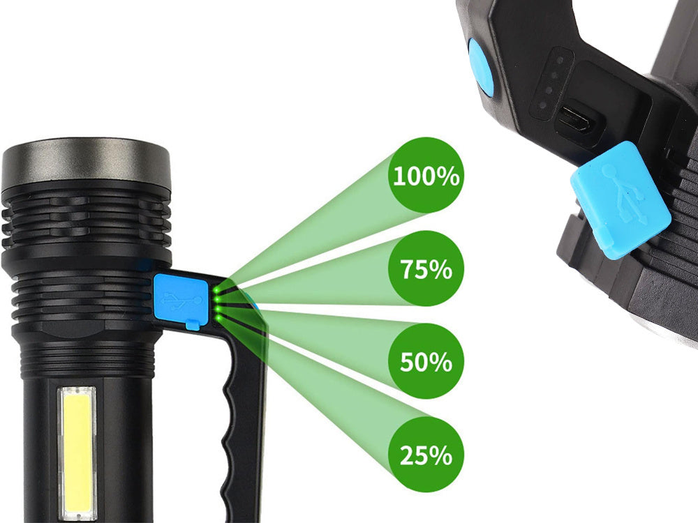 Įkraunama baterija maitinamas led prožektorius karinė policija 2 in 1