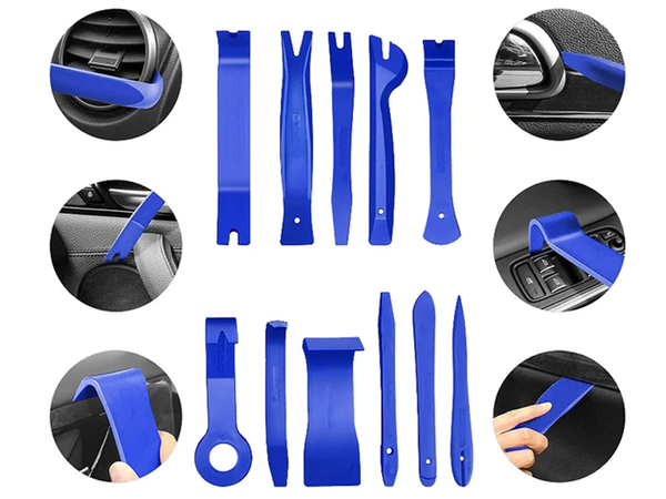 Traukiklių rinkinys apmušalų atidarytuvai svertai veržliarakčiai dangtelis 11 dalių