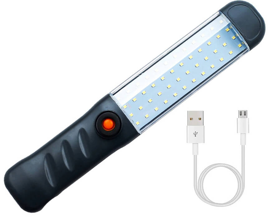 Galingas dirbtuvių žibintuvėlis 48 led cob usb kablys magnetas įkraunamas