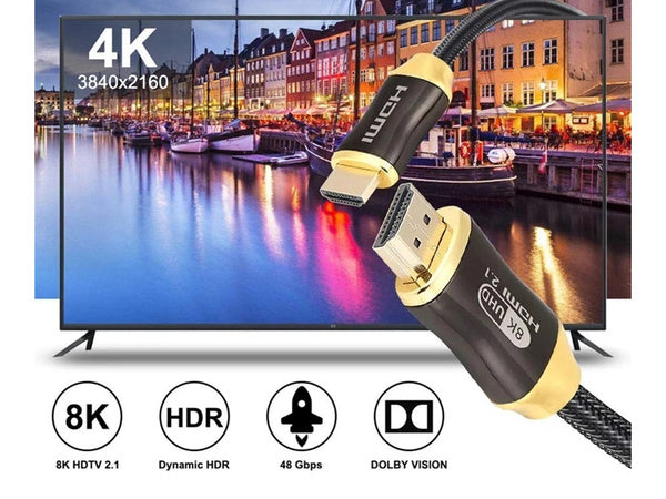 Hdmi 2.1 video kabelys ultra didelio greičio 8k 60hz 4k 120hz hq gold 3 m