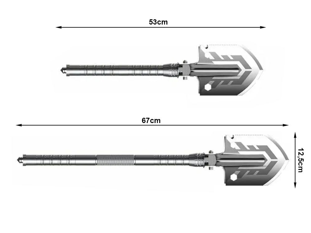 Sulankstomas kastuvas karinis atvejis pjūklas daugiafunkcinis išgyvenimo esminis