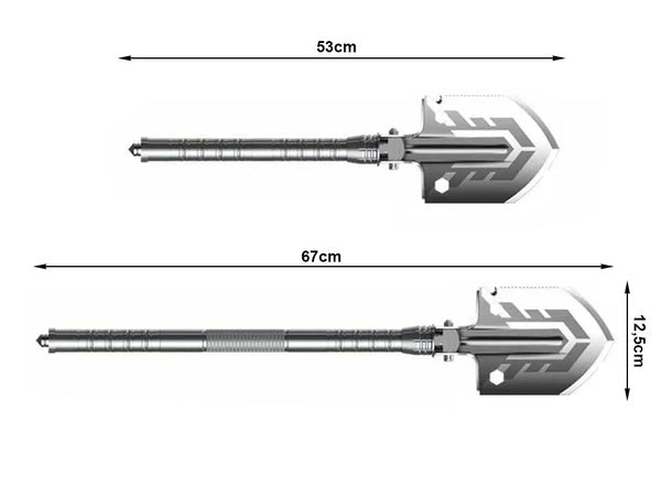 Sulankstomas kastuvas karinis atvejis pjūklas daugiafunkcinis išgyvenimo esminis