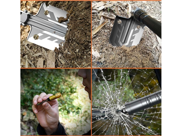 Sulankstomas kastuvas karinis atvejis pjūklas daugiafunkcinis išgyvenimo esminis