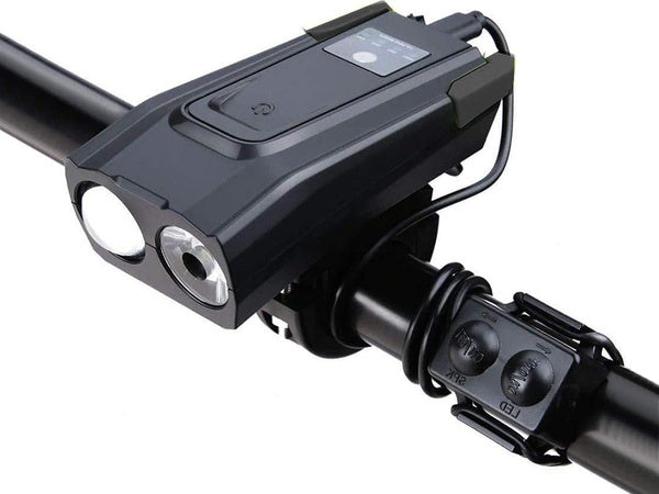 Galingas dviračių žibintas priekinis led galinis žibintas garsinis akumuliatorius 2in1