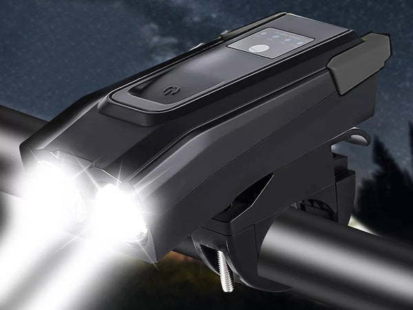 Galingas dviračių žibintas priekinis led galinis žibintas garsinis akumuliatorius 2in1