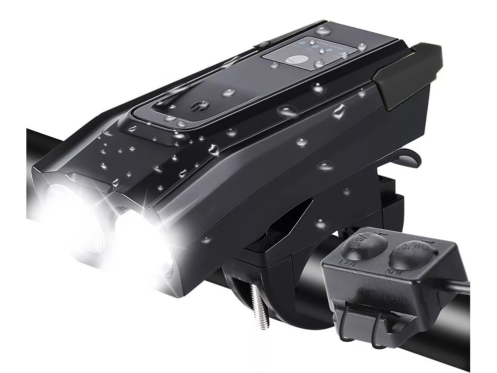 Galingas dviračių žibintas priekinis led galinis žibintas garsinis akumuliatorius 2in1