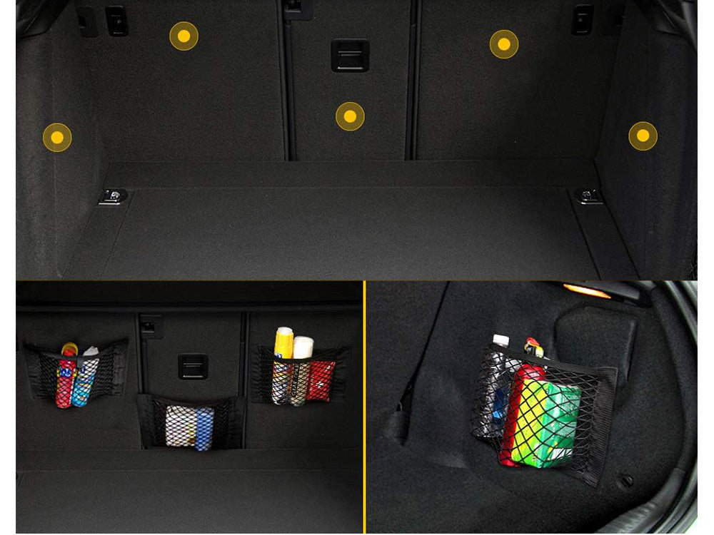 Rankenų organizatorius tinklinis krepšys su velcro užsegimu automobilio bagažinei 30x25