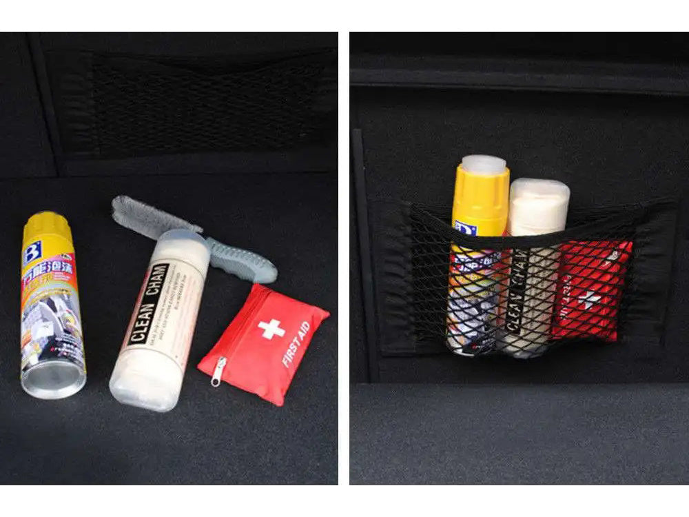 Rankenų organizatorius tinklinis krepšys su velcro užsegimu automobilio bagažinei 30x25