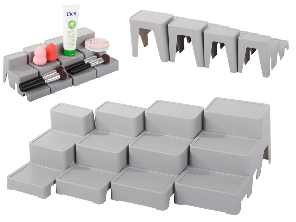 Kosmetikos organizatorius modulinis 4-in-1 vonios lentynos laikymo konteinerio stovas