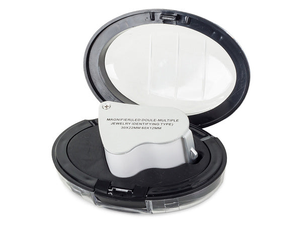 Juvelyrinė lupa sulankstoma 2 led 30x 60x