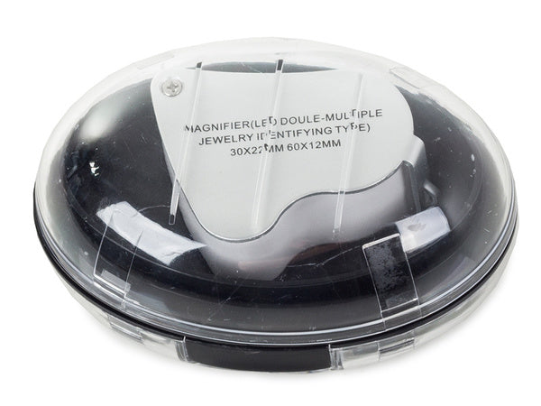 Juvelyrinė lupa sulankstoma 2 led 30x 60x