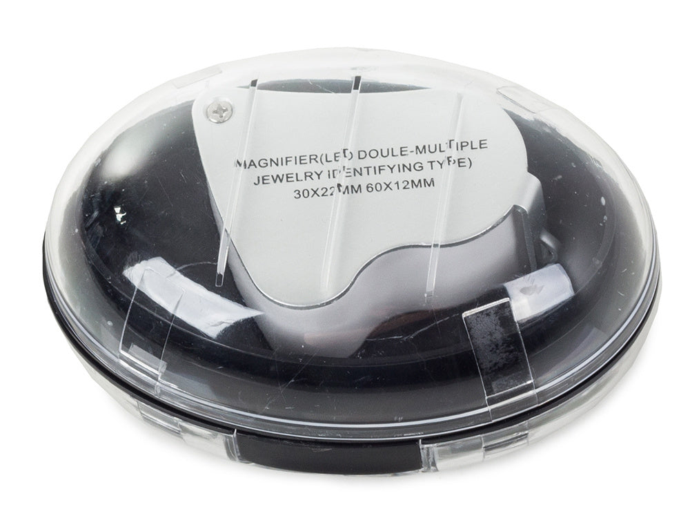 Juvelyrinė lupa sulankstoma 2 led 30x 60x