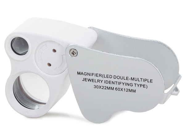 Juvelyrinė lupa sulankstoma 2 led 30x 60x