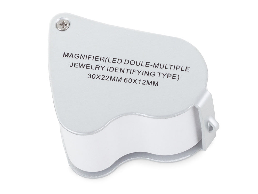 Juvelyrinė lupa sulankstoma 2 led 30x 60x