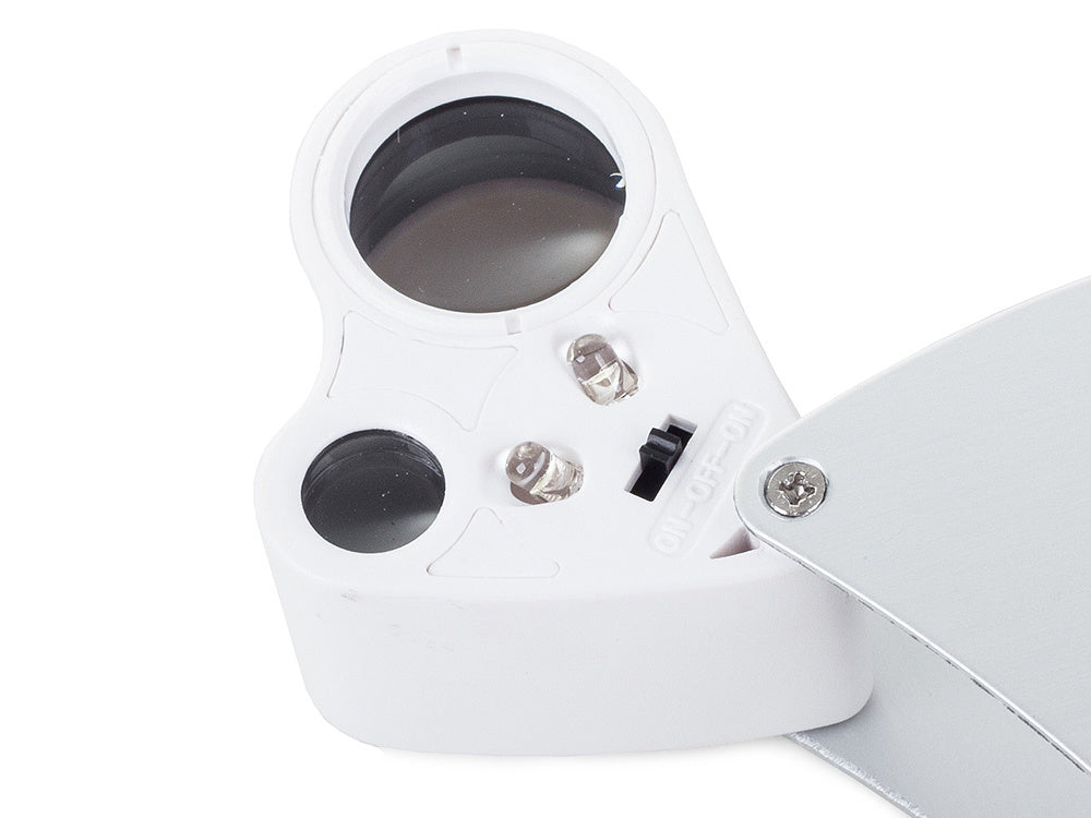 Juvelyrinė lupa sulankstoma 2 led 30x 60x