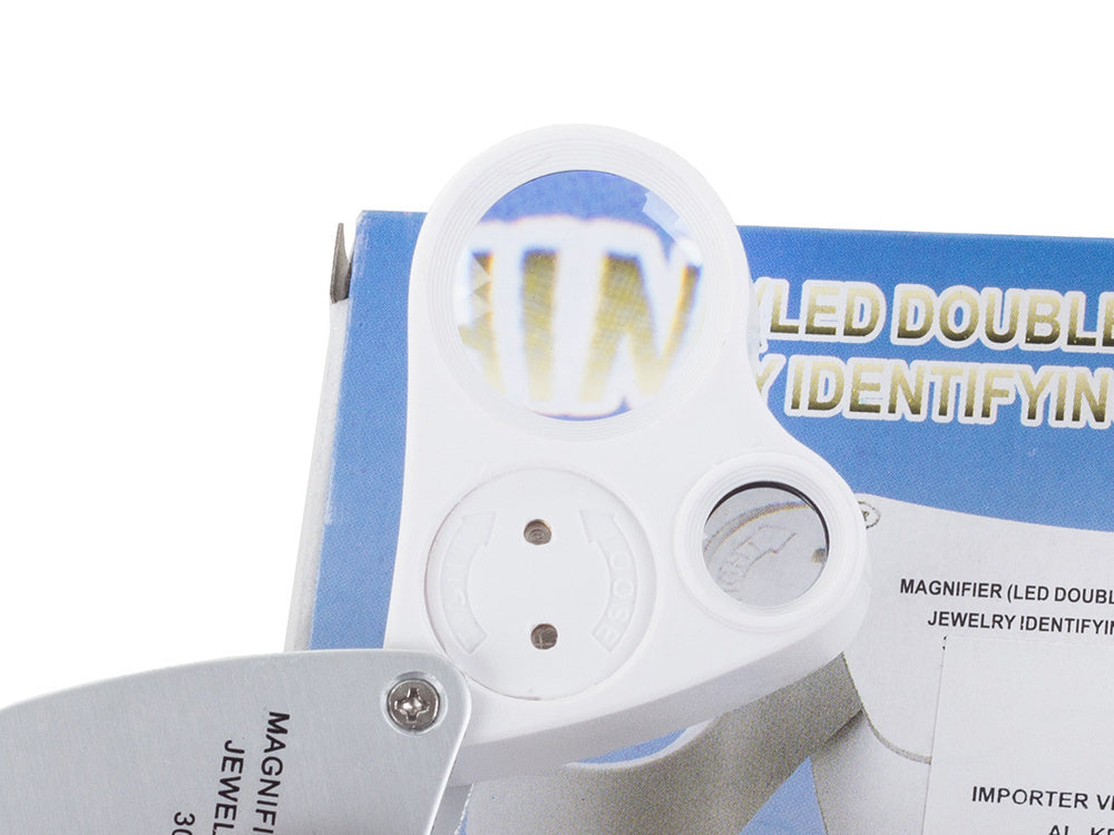 Juvelyrinė lupa sulankstoma 2 led 30x 60x