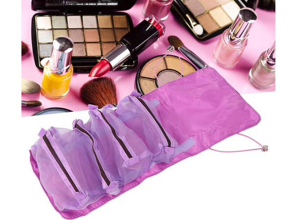 Tualeto reikmenų kelioninis ritinėlis funkcionalus 4 in 1 užtrauktukas kosmetikai