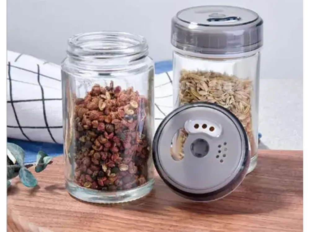 Prieskonių organizatorius rotaciniai stikliniai indeliai 6 vnt. Prieskonių druska