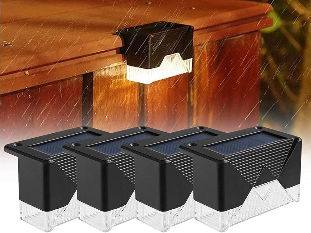 Saulės šviesos 4 vnt vadovaujama sodo laiptų terasos tvoros sutemų jutiklis