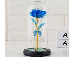 Amžina rožė stiklinėje dovanoje led šviečiantis mėlynas stiklas moters dienai