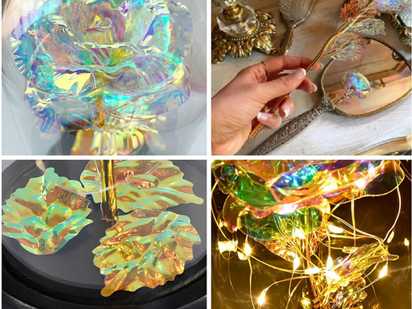 Amžina rožė stiklinėje dovanų led šviečianti dėžutė stiklinis medinis pagrindas.