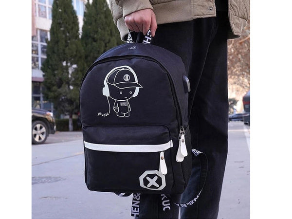 Mokyklinė kuprinė jaunimo muzikos atspindinti usb daugiakomponentė šviečianti